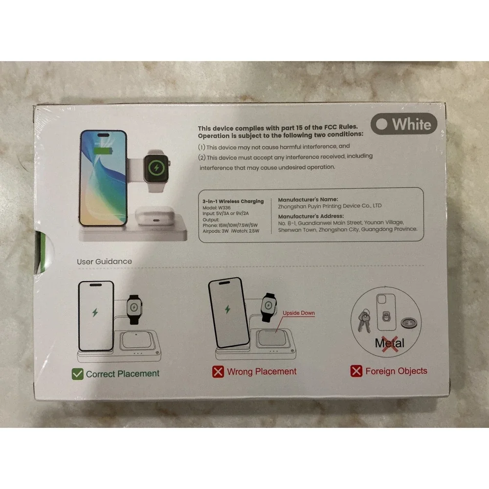 3-in-1 Wireless Charging Station White For iPhone Apple Watch‎ AirPods
